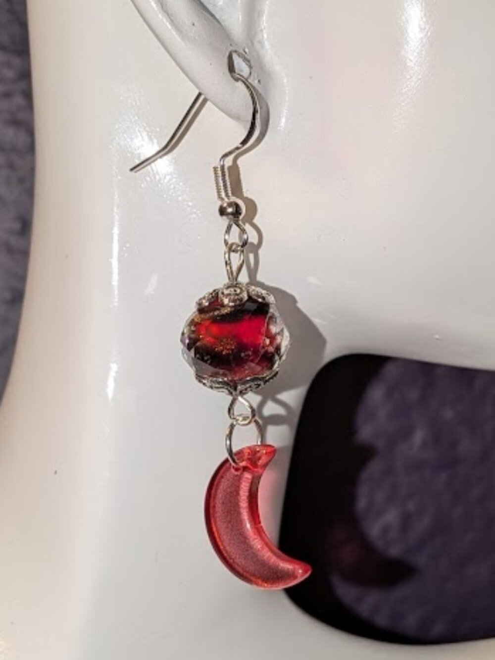 BOGO ❤️ Red Pearlescent Crescent Moon earrings